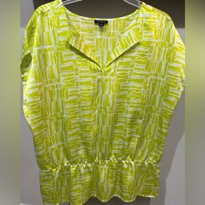 Ann Taylor Lime Green Geometric Blouse